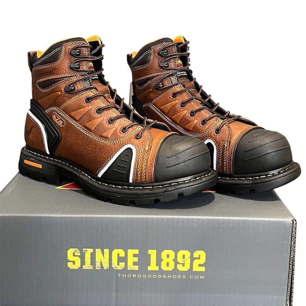 Thorogood Men's 6" Brown Leather Work Boots 11.5 Safety Toe Outdoor Fall Winter